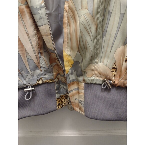 Damee NY Satin Jacket Cheetah Long Sleeve Zip-Up Collared Art To Wear Size M - Picture 12 of 12